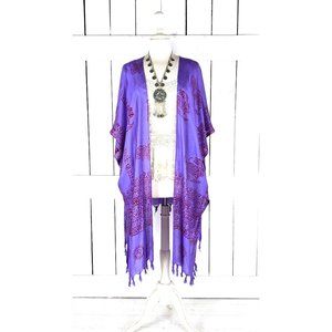 Purple Om prayer shawl tassel meditation yoga prayer kimono cardigan cover up